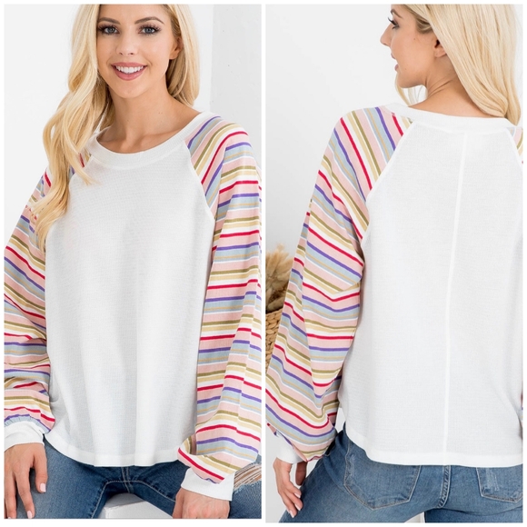 VERY J Casual Chic White Thermal Relaxed Top - Picture 4 of 8
